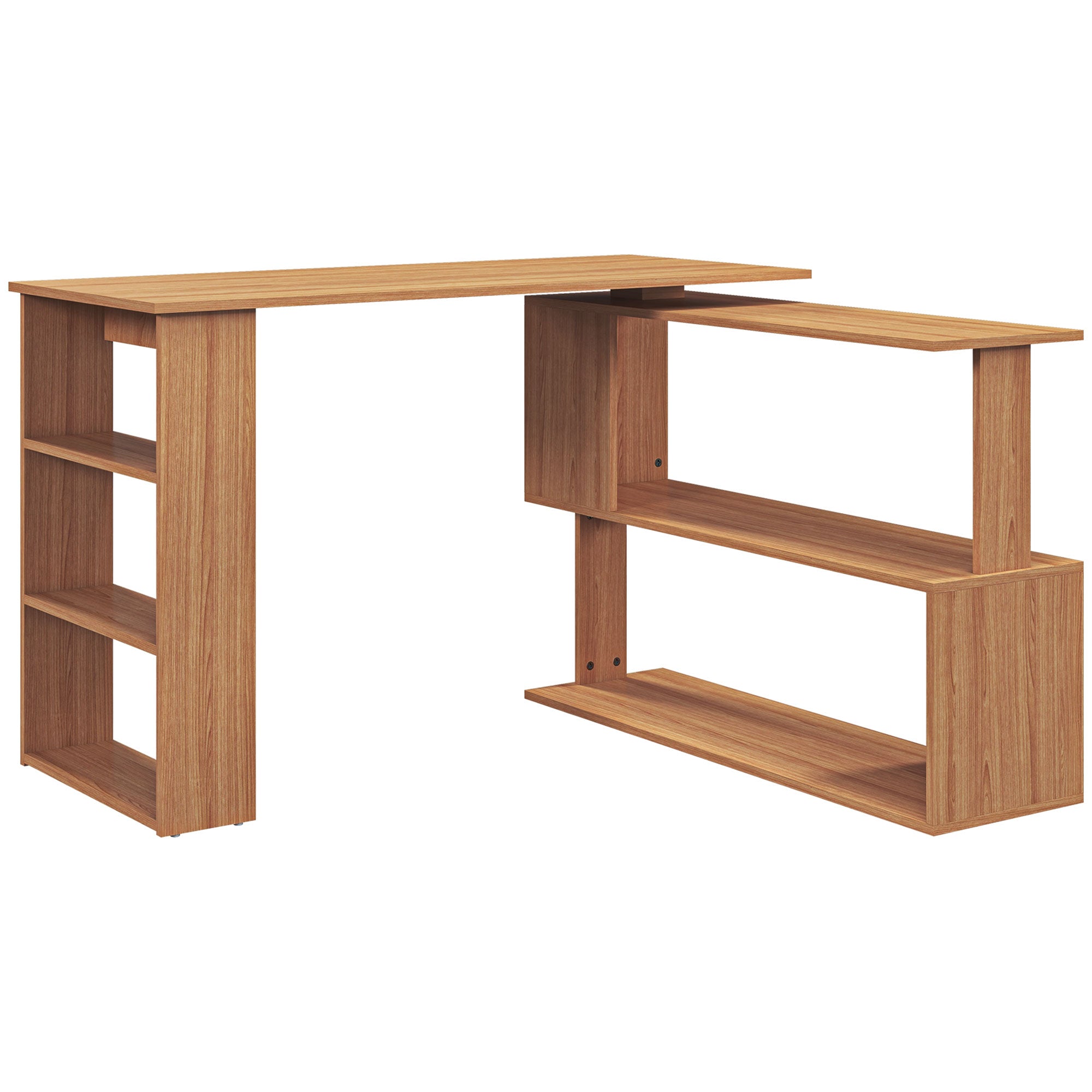 Reversible Corner Desk with 5 Shelves, Corner Computer Desk in Wood, for Office, Living Room and Study, Industrial Style, 120x110x74.5 cm, Steel Color