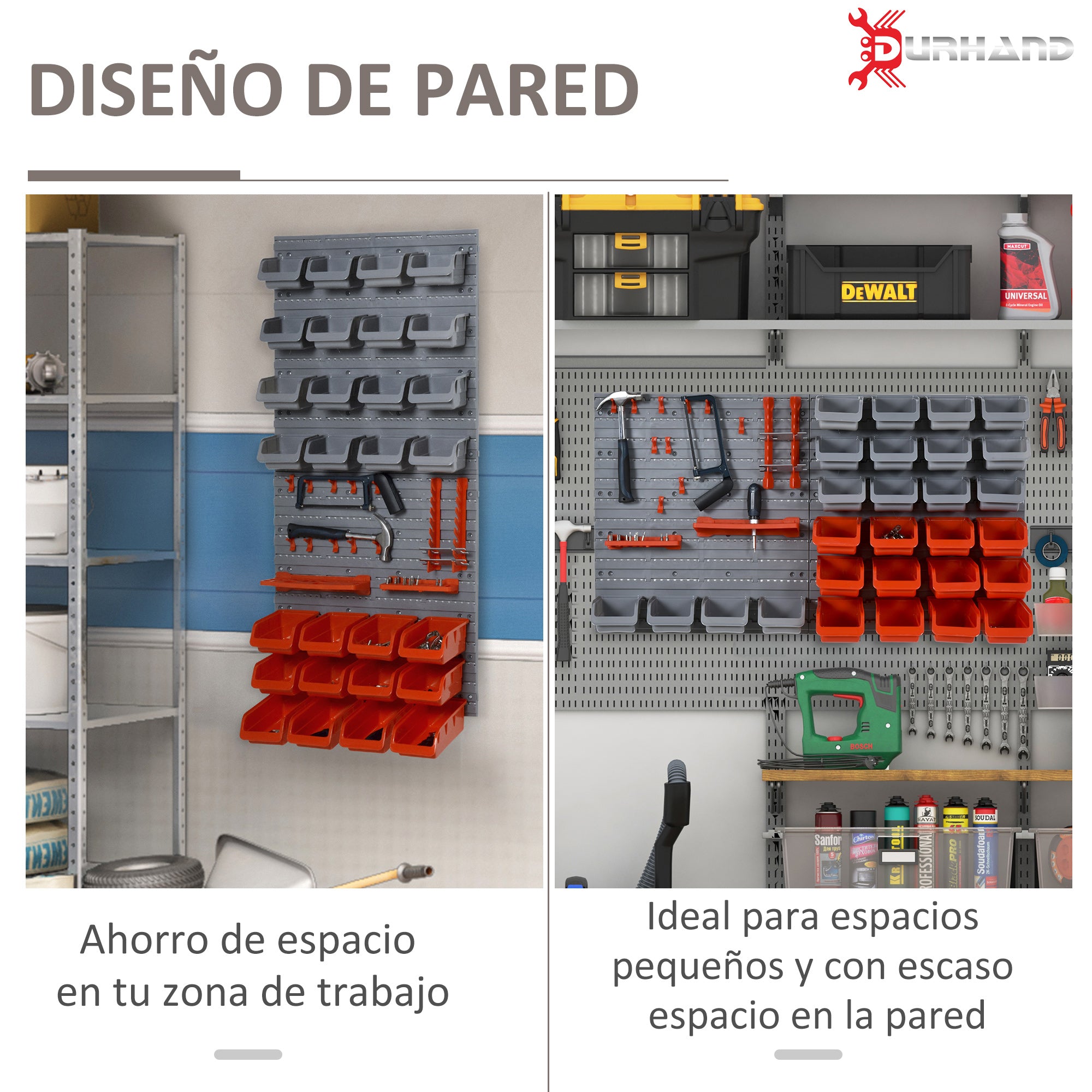 44-Piece Wall Tool Organizer 95x54 cm Tool Wall Shelf with 28 Stackable Boxes and Different Hooks in Gray and Red