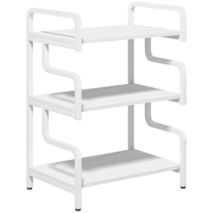 3-Tier Printer Stand, Storage Shelf, Wooden and Metal Printer Stand 55x40x77cm for Home Office White