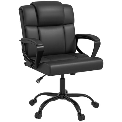 Ergonomic Office Chair, Adjustable Height, Synthetic Covering, Swivel Computer Chair, 120 kg Weight Capacity, Black