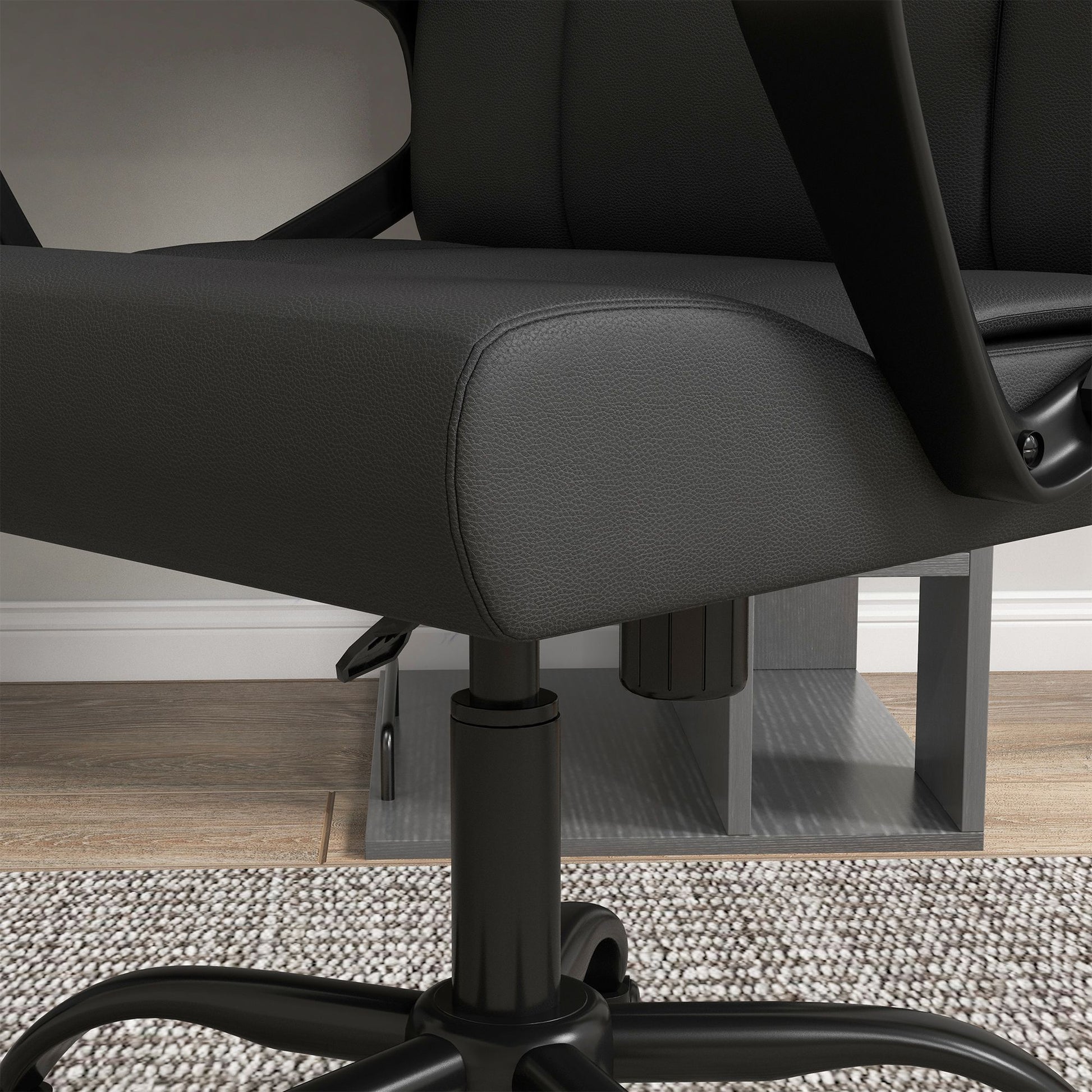 Ergonomic Office Chair, Adjustable Height, Synthetic Covering, Swivel Computer Chair, 120 kg Weight Capacity, Black