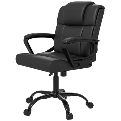 Ergonomic Office Chair, Adjustable Height, Synthetic Covering, Swivel Computer Chair, 120 kg Weight Capacity, Black