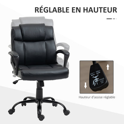 Ergonomic Office Chair, Adjustable Height, Synthetic Covering, Swivel Computer Chair, 120 kg Weight Capacity, Black
