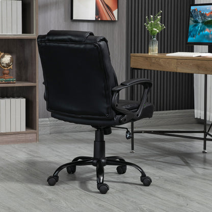 Ergonomic Office Chair, Adjustable Height, Synthetic Covering, Swivel Computer Chair, 120 kg Weight Capacity, Black