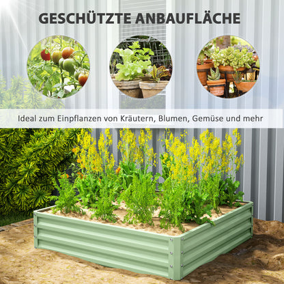 Raised Garden Bed, Planter Box, Vegetable Bed, Planting Box, Herb Bed for Garden, Patio, Balcony, Steel, Green, 120 x 120 x 30 cm