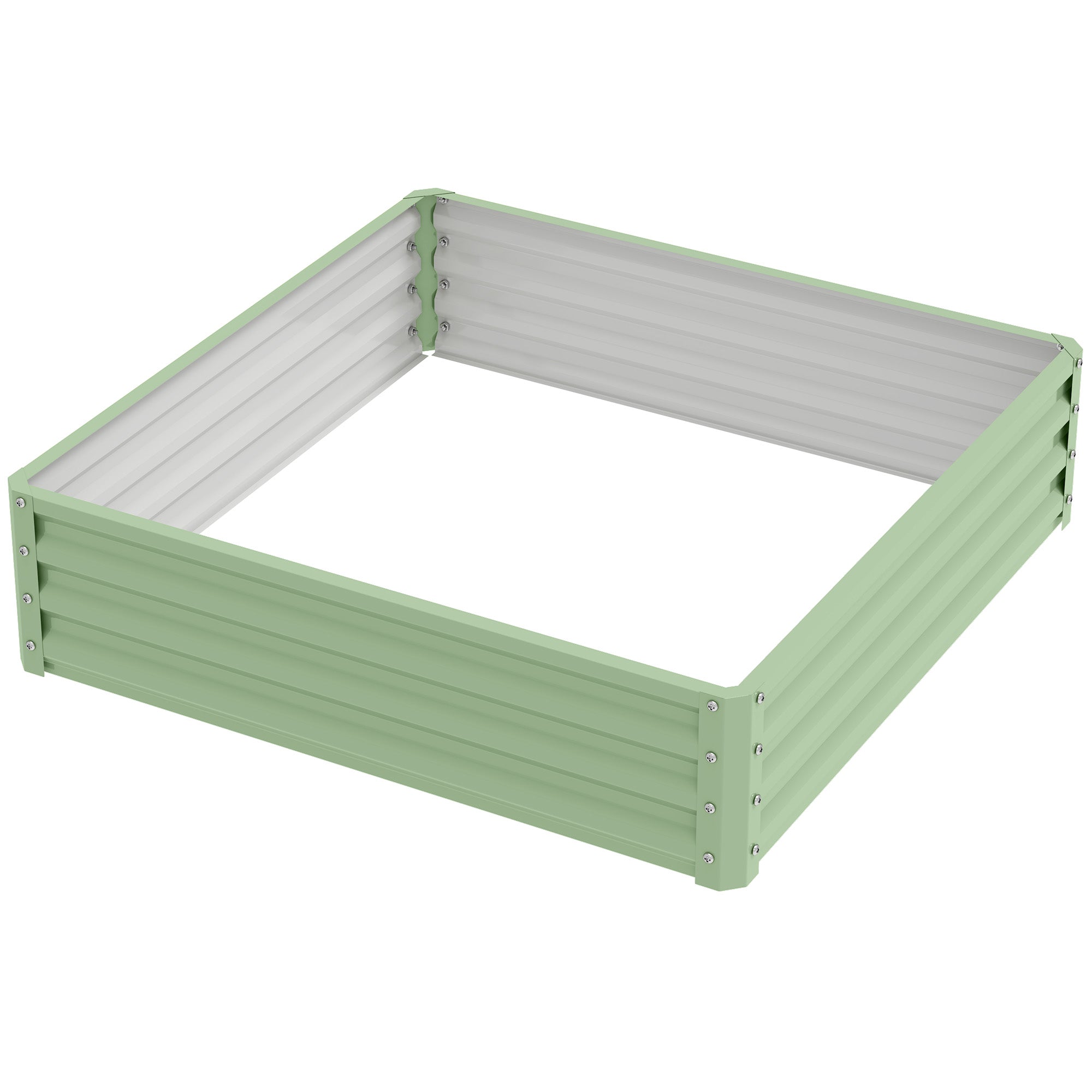 Raised Garden Bed, Planter Box, Vegetable Bed, Planting Box, Herb Bed for Garden, Patio, Balcony, Steel, Green, 120 x 120 x 30 cm