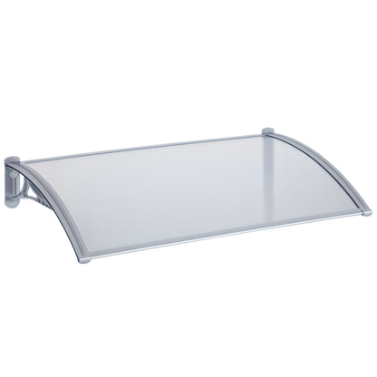Outdoor Canopy 140x70x21 cm in Plastic and Aluminum for Balconies, Doors, and Windows UV Resistant, Gray