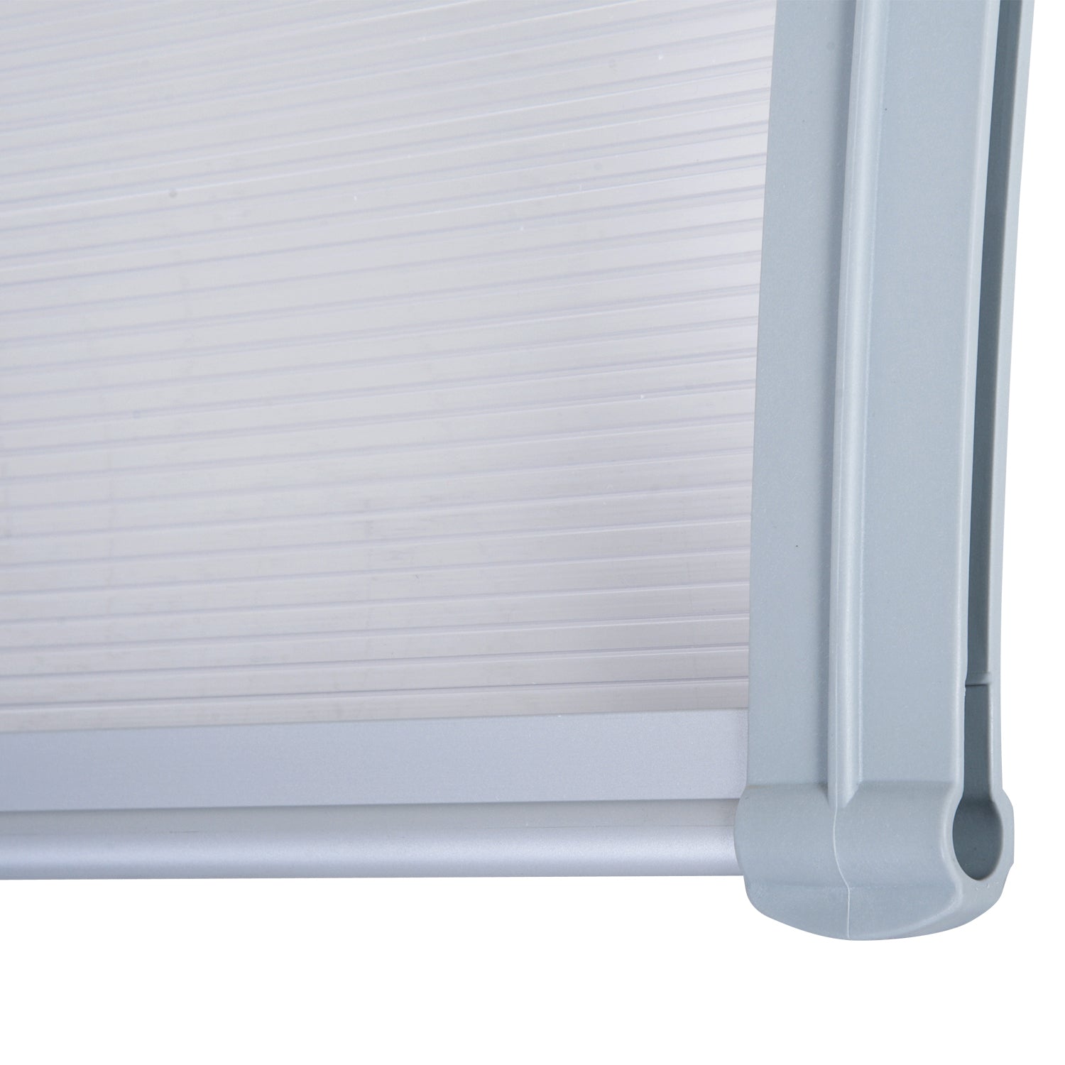Outdoor Canopy 140x70x21 cm in Plastic and Aluminum for Balconies, Doors, and Windows UV Resistant, Gray