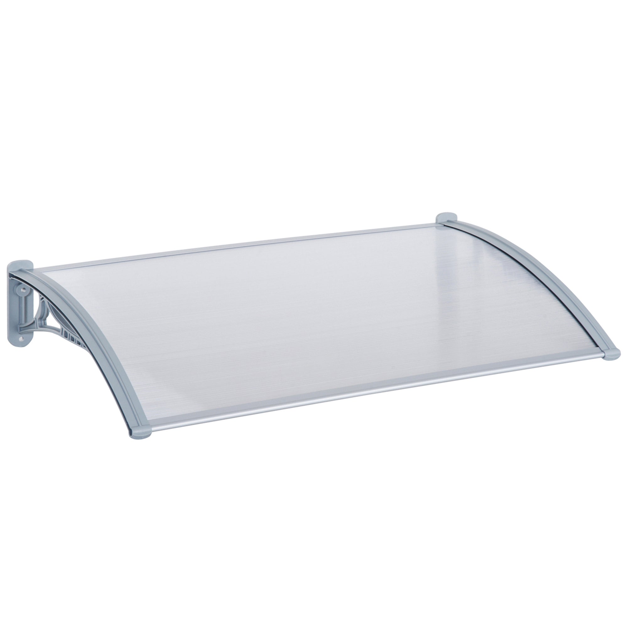 Outdoor Canopy 140x70x21 cm in Plastic and Aluminum for Balconies, Doors, and Windows UV Resistant, Gray