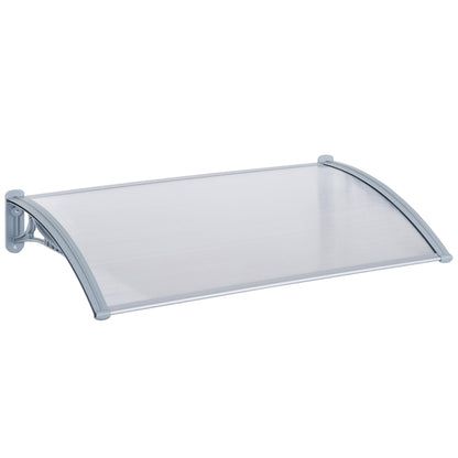 Outdoor Canopy 140x70x21 cm in Plastic and Aluminum for Balconies, Doors, and Windows UV Resistant, Gray