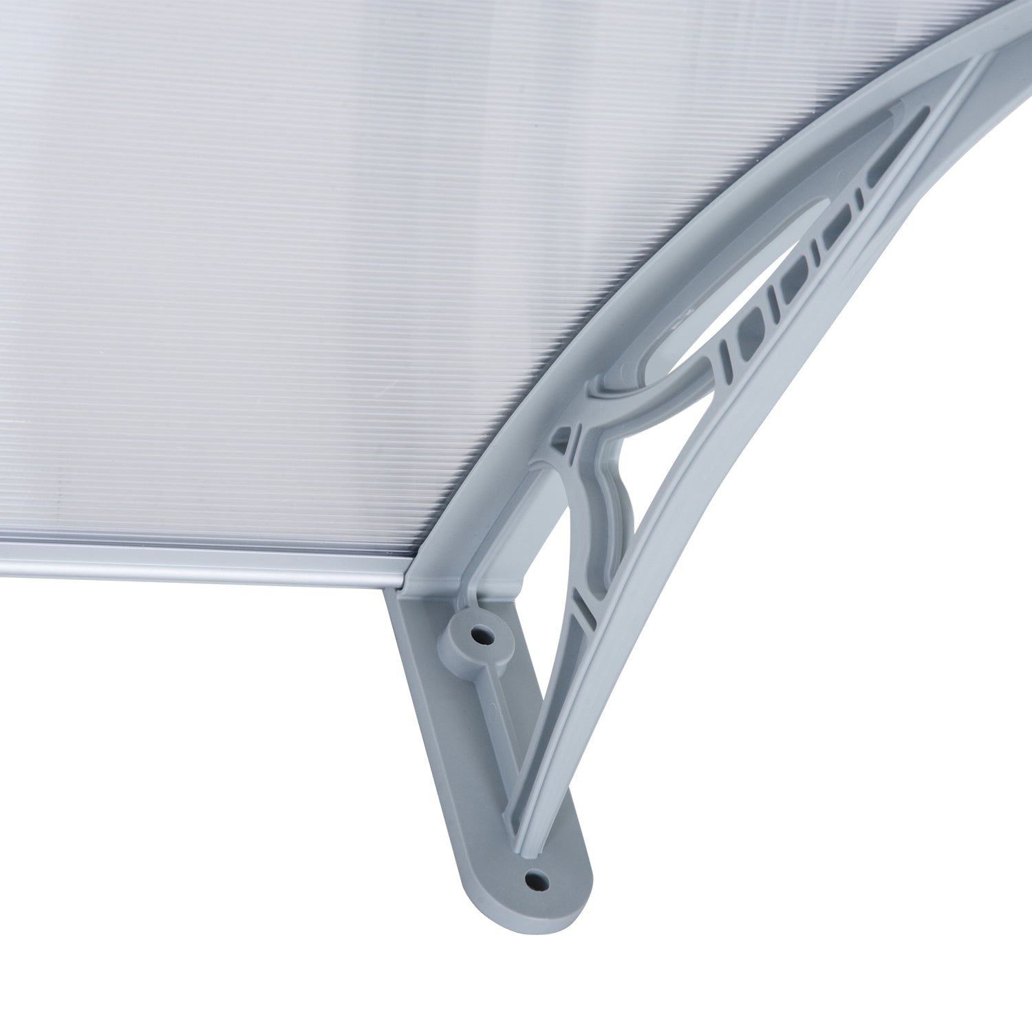 Outdoor Canopy 140x70x21 cm in Plastic and Aluminum for Balconies, Doors, and Windows UV Resistant, Gray