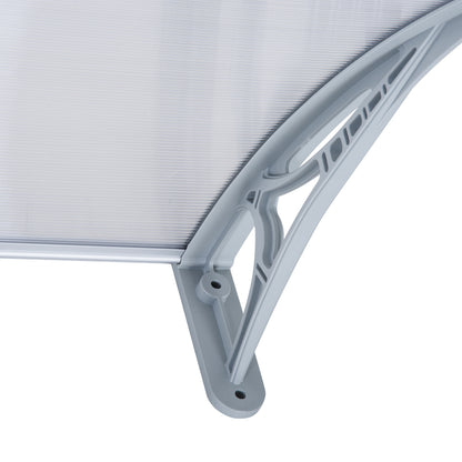 Outdoor Canopy 140x70x21 cm in Plastic and Aluminum for Balconies, Doors, and Windows UV Resistant, Gray