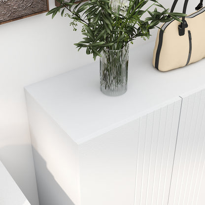 Space-Saving Shoe Cabinet with 2 Doors for 15-20 Pairs of Shoes, Entryway Shoe Cabinet with 5 Adjustable Shelves and Soft-Close Doors, White