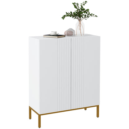 Space-Saving Shoe Cabinet with 2 Doors for 15-20 Pairs of Shoes, Entryway Shoe Cabinet with 5 Adjustable Shelves and Soft-Close Doors, White