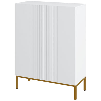 Space-Saving Shoe Cabinet with 2 Doors for 15-20 Pairs of Shoes, Entryway Shoe Cabinet with 5 Adjustable Shelves and Soft-Close Doors, White