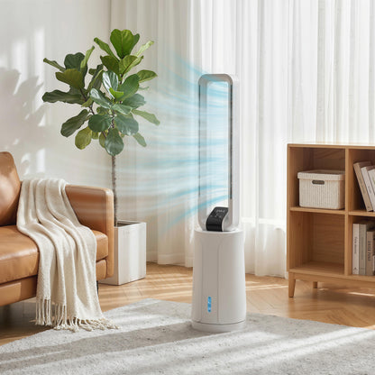 3-in-1 Portable Evaporative Air Cooler — Humidifier & Fan, 2 Ice Packs, 1.7 L Tank, 15-Hour Timer, 70° Oscillation, Remote, White