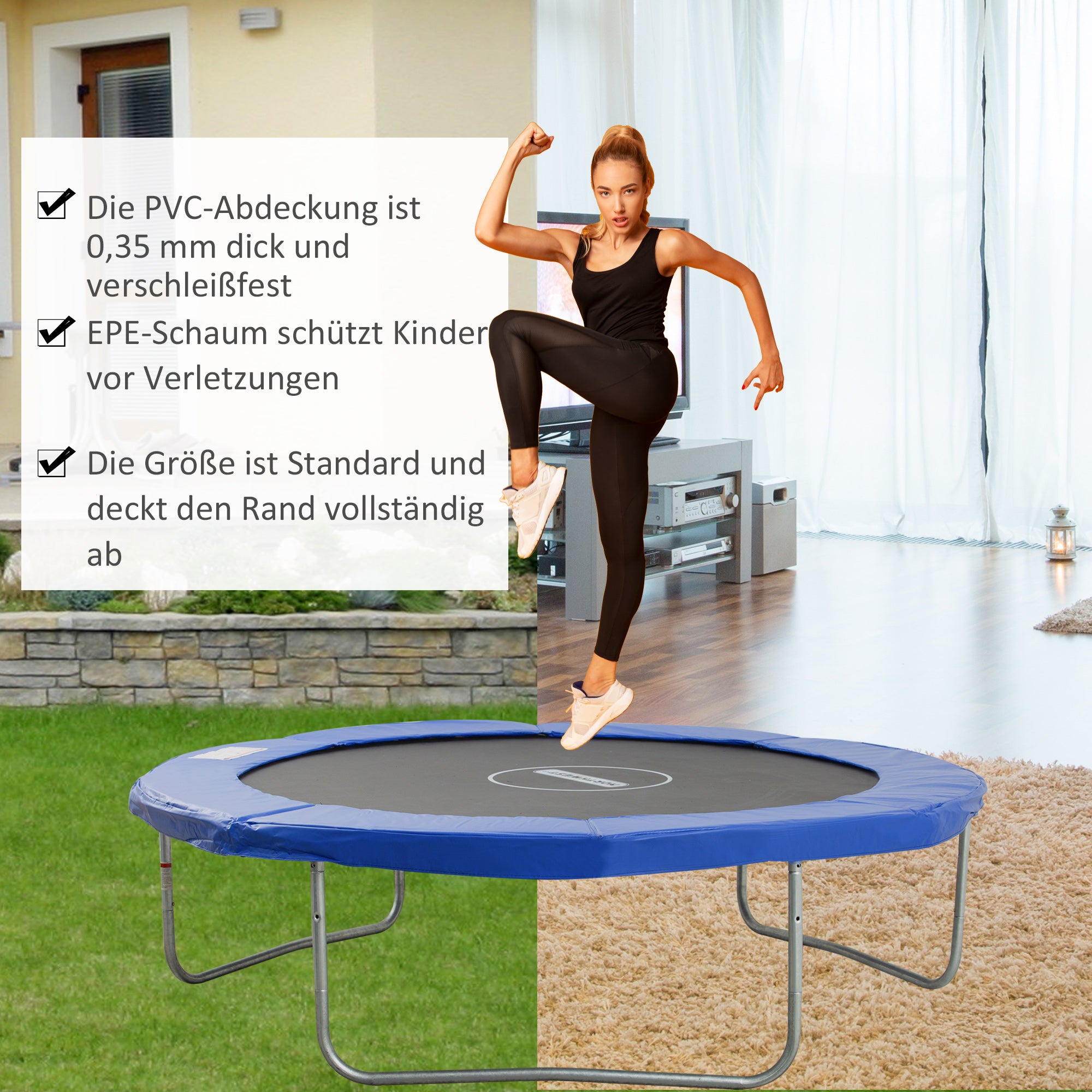 Trampoline Edge Cover Safety Net Weather Cover 8ft 10ft 12ft 15ft Edge Cover: Ø 305cm-Blue(Trampoline not included)