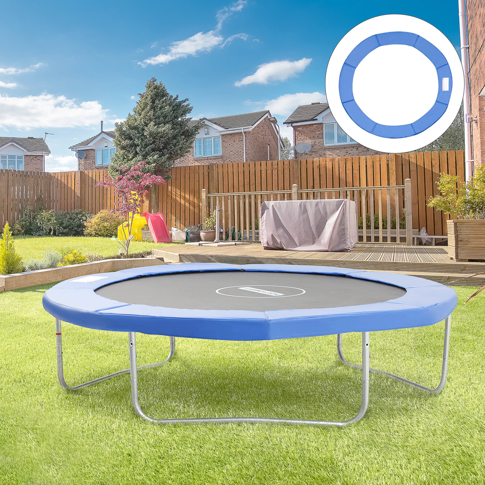 Trampoline Edge Cover Safety Net Weather Cover 8ft 10ft 12ft 15ft Edge Cover: Ø 305cm-Blue(Trampoline not included)