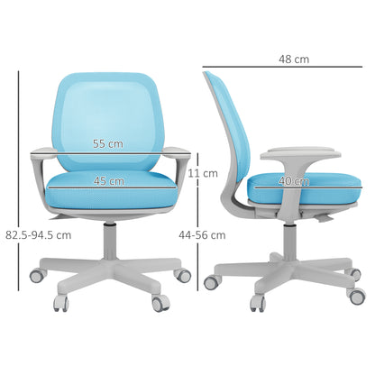 Ergonomic Chair in Breathable Fabric with 5 Wheels, Adjustable Office Chair, 55x48x82.5-94.5 cm, Blue