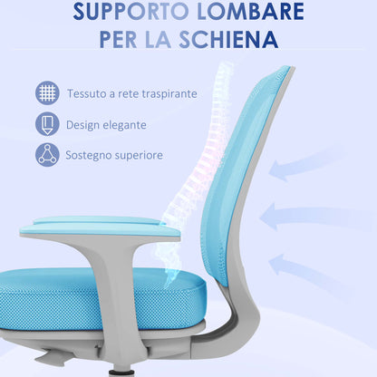 Ergonomic Chair in Breathable Fabric with 5 Wheels, Adjustable Office Chair, 55x48x82.5-94.5 cm, Blue