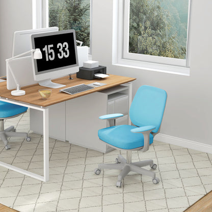 Ergonomic Chair in Breathable Fabric with 5 Wheels, Adjustable Office Chair, 55x48x82.5-94.5 cm, Blue