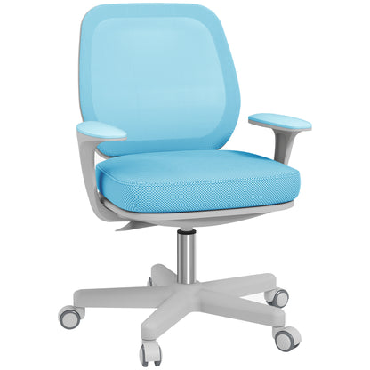 Ergonomic Chair in Breathable Fabric with 5 Wheels, Adjustable Office Chair, 55x48x82.5-94.5 cm, Blue