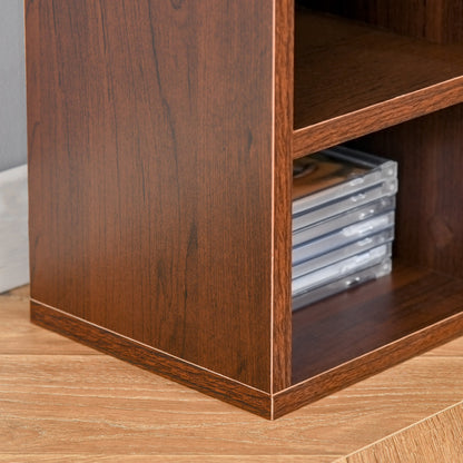 CD and DVD Storage, column storage shelf, storage unit with 12 compartments, max capacity 204 CD, 21 x 20 x 175 cm, brown