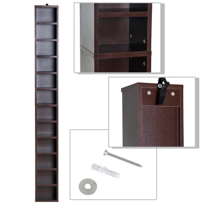CD and DVD Storage, column storage shelf, storage unit with 12 compartments, max capacity 204 CD, 21 x 20 x 175 cm, brown