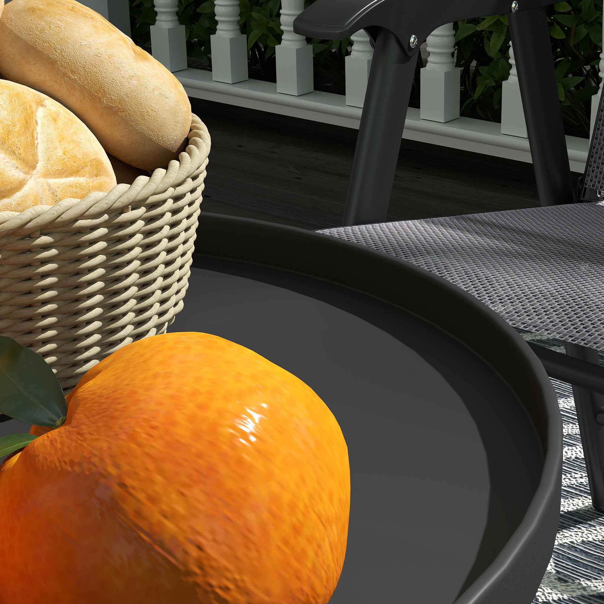Round 2-Tier Garden Table Outdoor Patio Table Ø32x51 cm with Bottom Tray and Metal Frame for Outdoor and Indoor Black