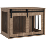 Dog crate cage for indoor animals with 1 sliding door, side table, wood effect metal, dim. 57H x 80L x 54W cm