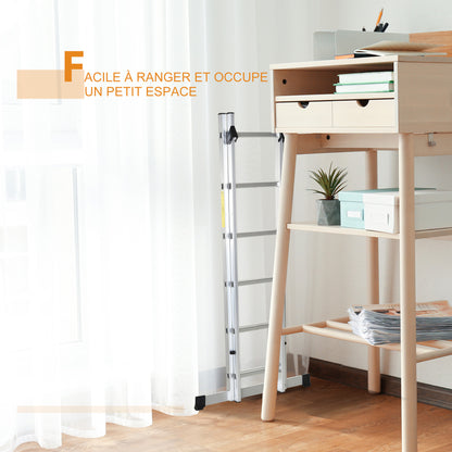 Aluminum Multifunctional Ladder 2.5m, Portable Foldable Ladder with Triangular Frame and Non-slip Feet, Step Ladder Supporting up to 150 kg, Silver