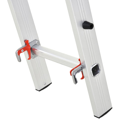 Aluminum Multifunctional Ladder 2.5m, Portable Foldable Ladder with Triangular Frame and Non-slip Feet, Step Ladder Supporting up to 150 kg, Silver