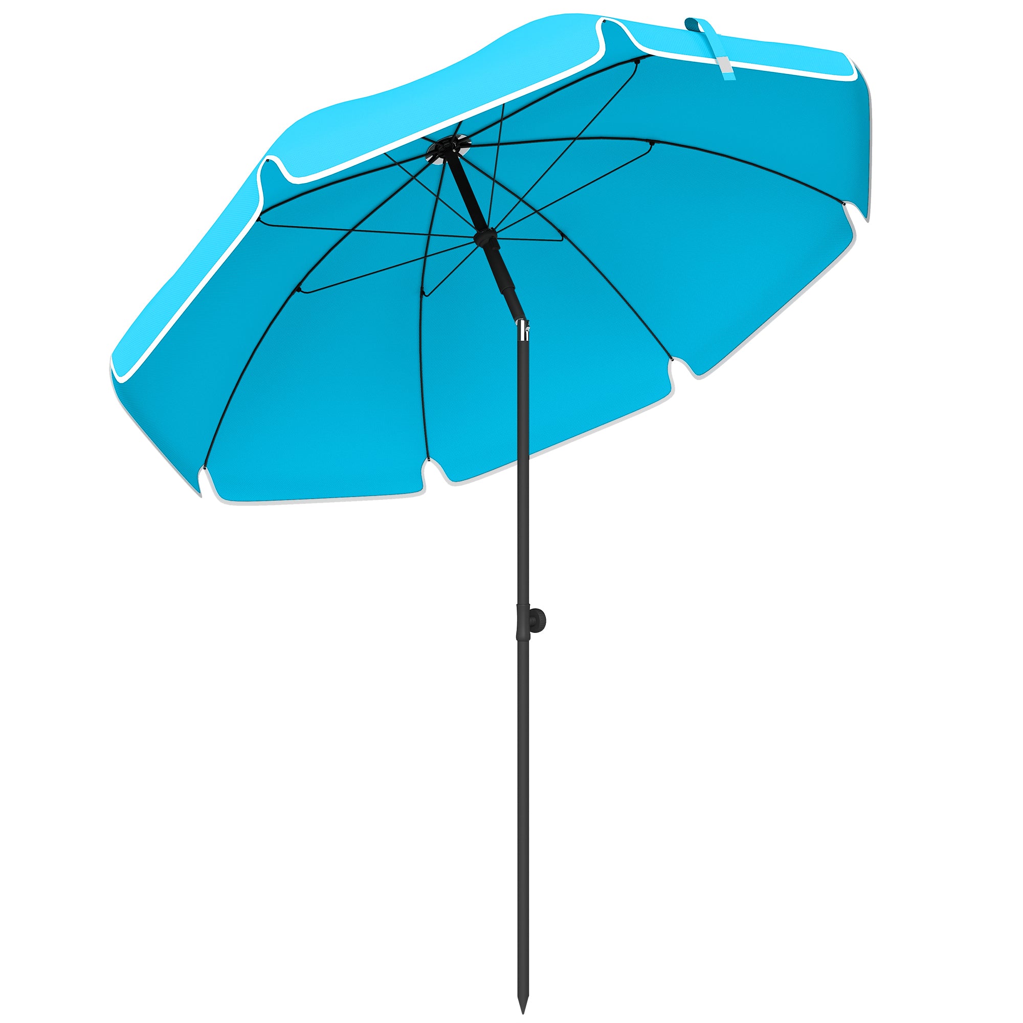 Beach Umbrella Ø150 cm (59 in) — Water-Resistant, Adjustable Tilt & Height, Sand Anchor, Foldable with Carry Bag — Blue