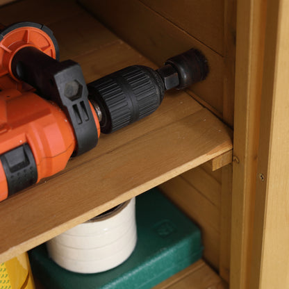 Outdoor Wooden Storage Cabinet 0.24 m² 75x40x90 cm Garden Shed with 2 Doors 4 Shelves and Galvanized Roof for Tool Storage Natural