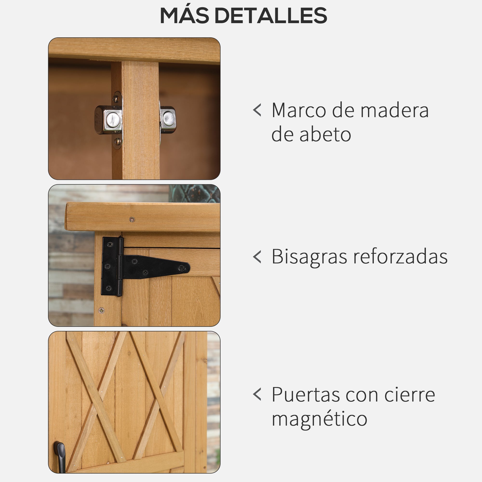 Outdoor Wooden Storage Cabinet 0.24 m² 75x40x90 cm Garden Shed with 2 Doors 4 Shelves and Galvanized Roof for Tool Storage Natural
