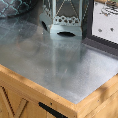 Outdoor Wooden Storage Cabinet 0.24 m² 75x40x90 cm Garden Shed with 2 Doors 4 Shelves and Galvanized Roof for Tool Storage Natural