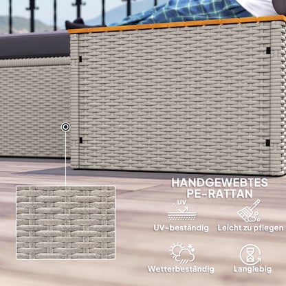 Poly Rattan Sun Lounger for 2 Persons Double Lounger with Footstool Storage Hole Weatherproof Garden Lounger 320kg Load-bearing Garden Furniture Sun Lounger Relax Lounger for Garden 125x114x72.5 cm Gray