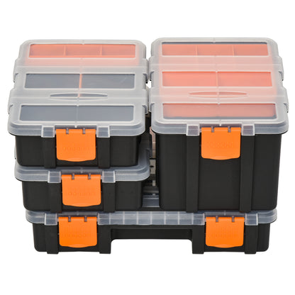 4PCS Tool Storage Box Multifunctional Toolbox Sorting Box Small Parts Organizer Plastic Orange+Black 28.7 x 22.5 x 5.5 cm
