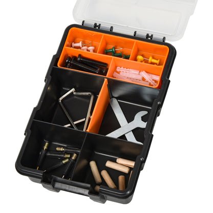 4PCS Tool Storage Box Multifunctional Toolbox Sorting Box Small Parts Organizer Plastic Orange+Black 28.7 x 22.5 x 5.5 cm