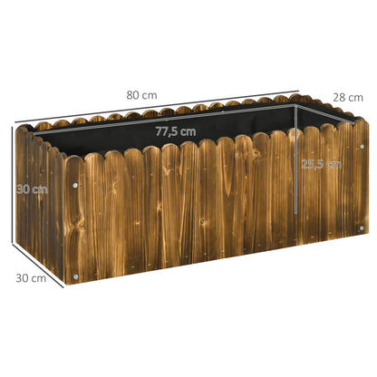 Rectangular Wooden Planter Garden Pot with Drainage Hole and Non-Woven Fabric Urban Garden for Plants Flowers Herbs for Terrace Patio 31.5x11.8x11.8 inches Brown