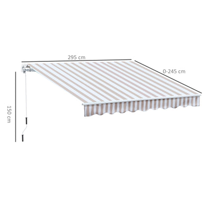 Awning with Hand Crank, Articulated Awning, Sun Protection, Wall Mount, Balcony, Aluminium Frame 3 x 2.5 m