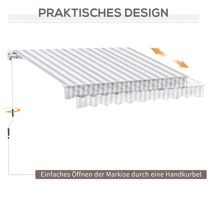 Awning with Hand Crank, Articulated Awning, Sun Protection, Wall Mount, Balcony, Aluminium Frame 3 x 2.5 m
