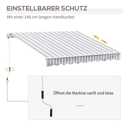 Awning with Hand Crank, Articulated Awning, Sun Protection, Wall Mount, Balcony, Aluminium Frame 3 x 2.5 m