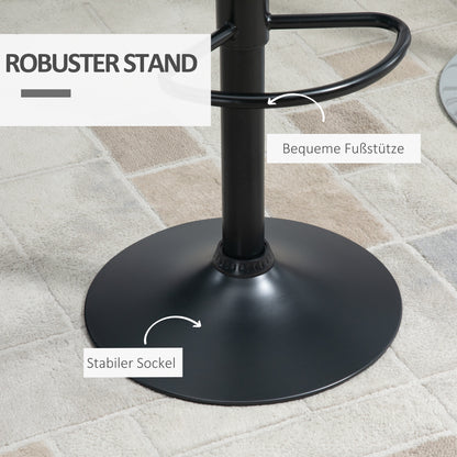 Bar Stool Set of 2, Upholstered Bar Chair with Metal Frame, Backrest, Height Adjustable Kitchen Stools with Footrest, 360° Swivel, Counter Stool for Kitchen, Living Room, Dining Room, Faux Leather, Black