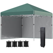 Pavilion approx. 3x3m, Water-Resistant Stable Winterproof Pop-Up Folding Canopy with 2 Side Walls, UV 30+ Protection, Foldable Party Tent Gazebo with Bag, Garden Pavilion for Camping, Green