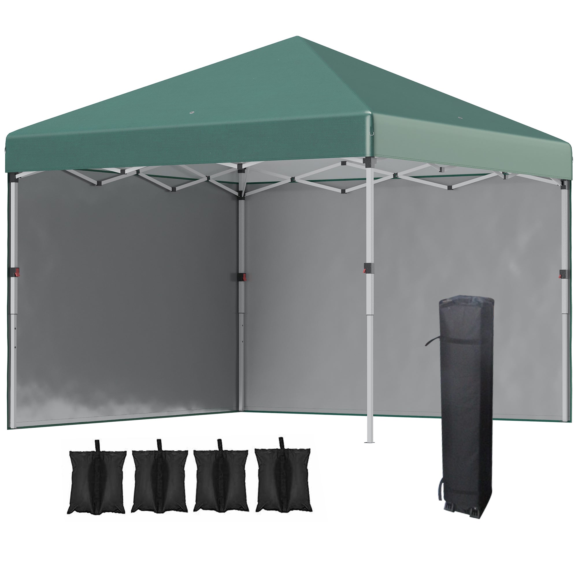 Pavilion approx. 3x3m, Water-Resistant Stable Winterproof Pop-Up Folding Canopy with 2 Side Walls, UV 30+ Protection, Foldable Party Tent Gazebo with Bag, Garden Pavilion for Camping, Green