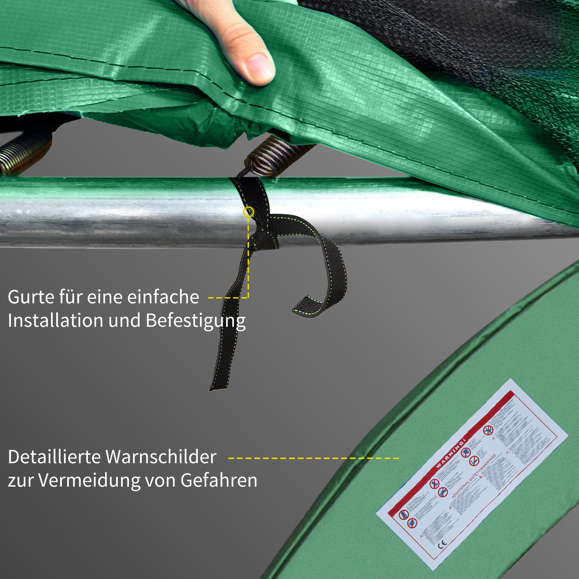 Trampoline Edge Cover Ø305 cm wide, Tear-Resistant UV-Resistant Spring Cover, Water-Repellent, Trampoline Accessories Edge Protection Safety Net Replacement Parts for Garden Trampolines, Green