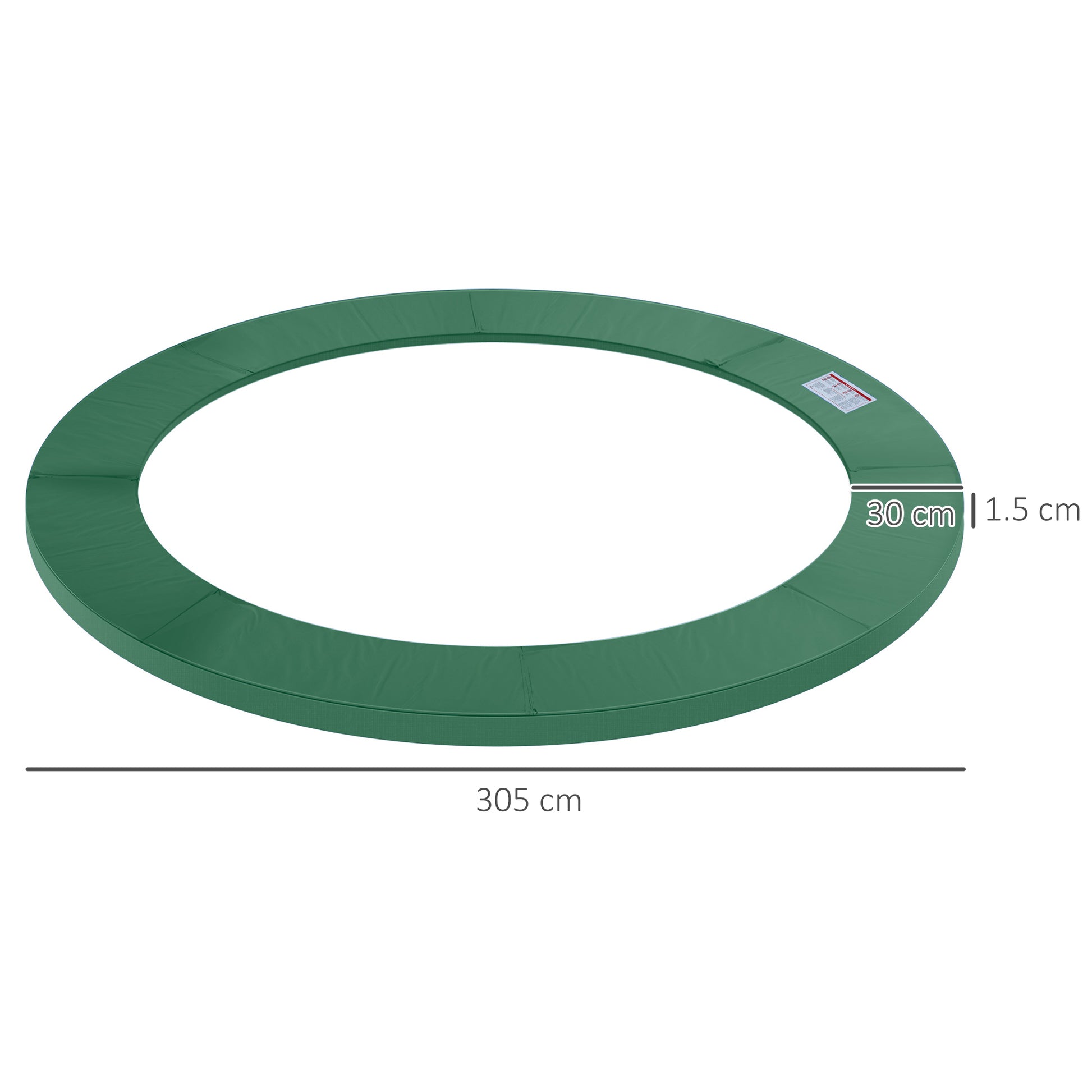 Trampoline Edge Cover Ø305 cm wide, Tear-Resistant UV-Resistant Spring Cover, Water-Repellent, Trampoline Accessories Edge Protection Safety Net Replacement Parts for Garden Trampolines, Green