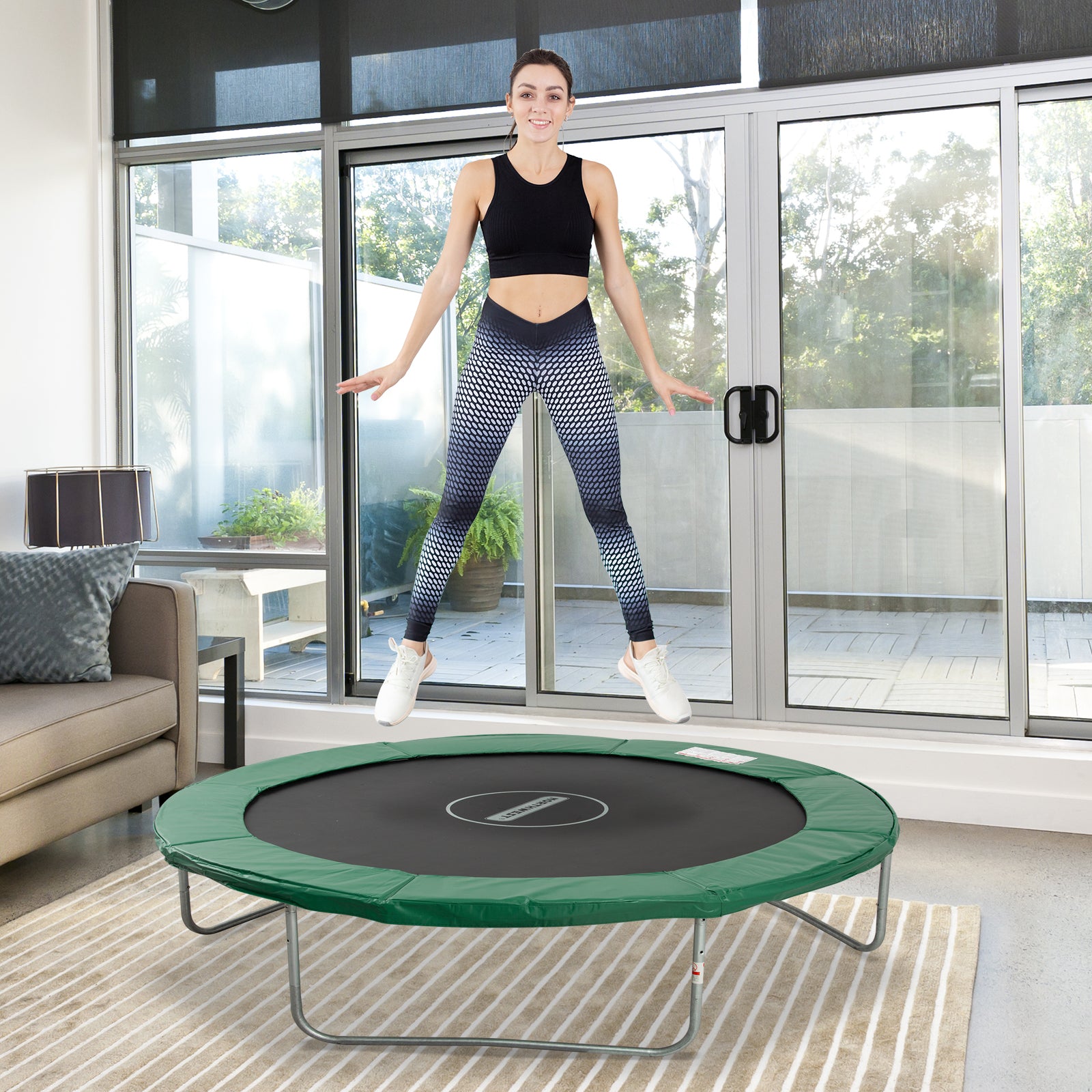 Trampoline Edge Cover Ø305 cm wide, Tear-Resistant UV-Resistant Spring Cover, Water-Repellent, Trampoline Accessories Edge Protection Safety Net Replacement Parts for Garden Trampolines, Green