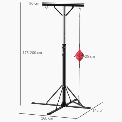 SPORTNOW Punching Bag Stand Adjustable Height, Freestanding Punching Bag Holder with Speedball, up to 60 kg Load Capacity, Steel, Black